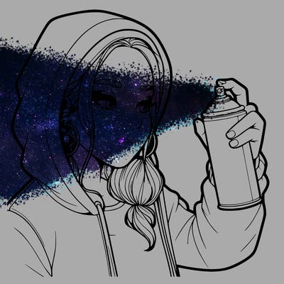 a realistic girl, spray painting