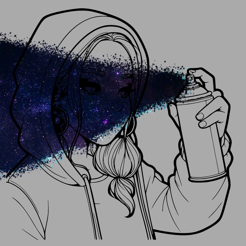 a realistic girl, spray painting