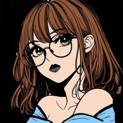 manga woman character with glasses and nice lips