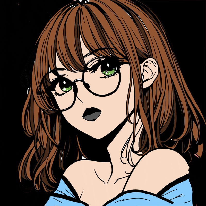 manga woman character with glasses and nice lips