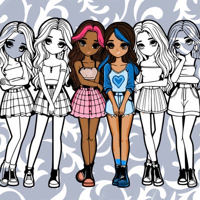 a group of girls realistic