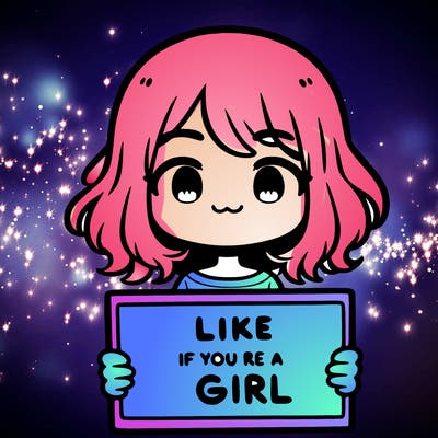 a cute girl holding a sign that says like if you’re a girl