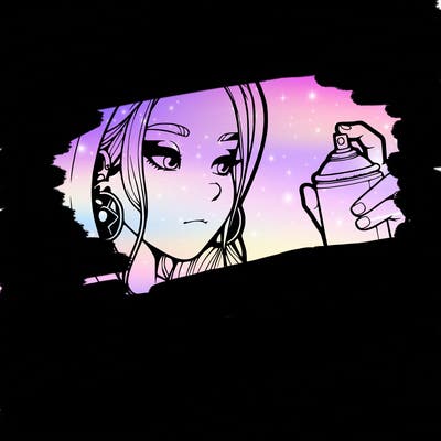 a realistic girl, spray painting