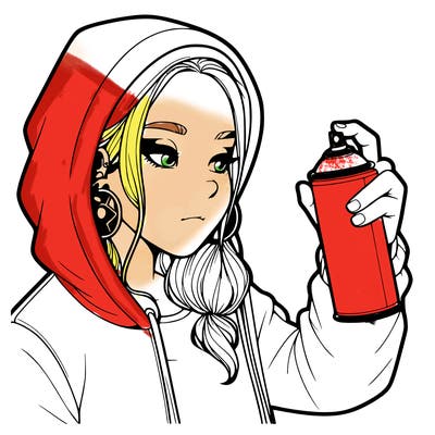 a realistic girl, spray painting
