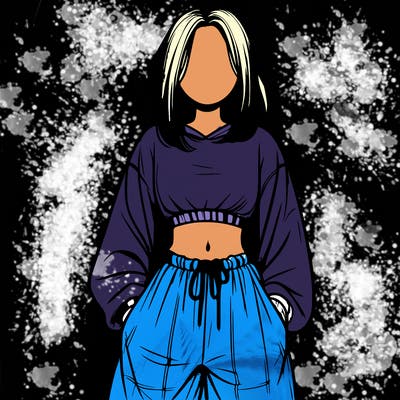 realistic girl faceless with baggy pants and a crop top