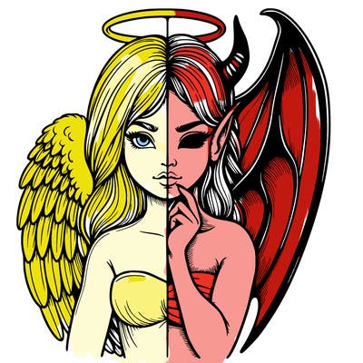 realistic angel half demon