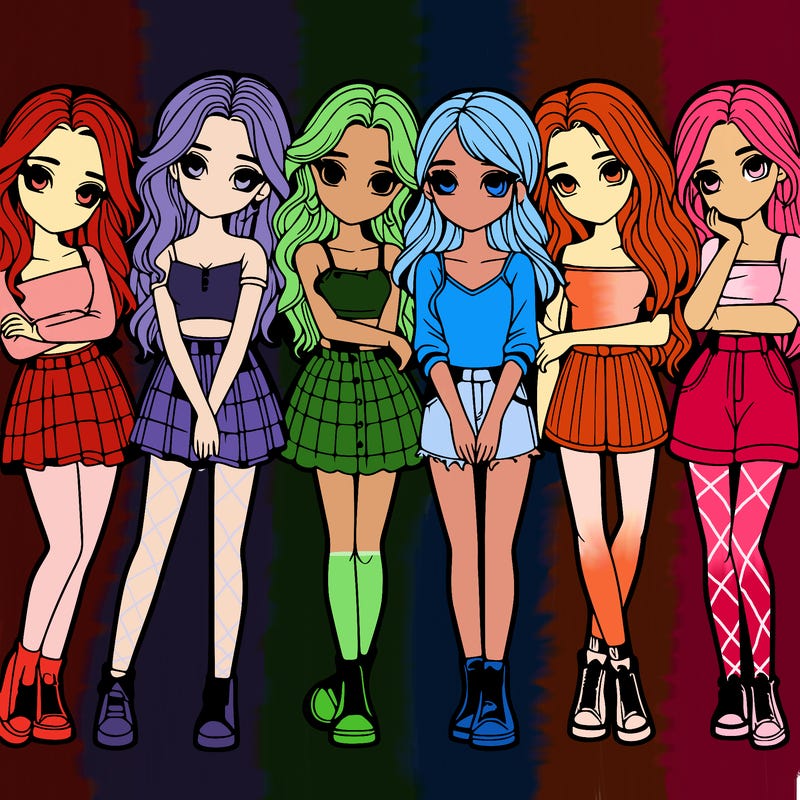 a group of girls realistic