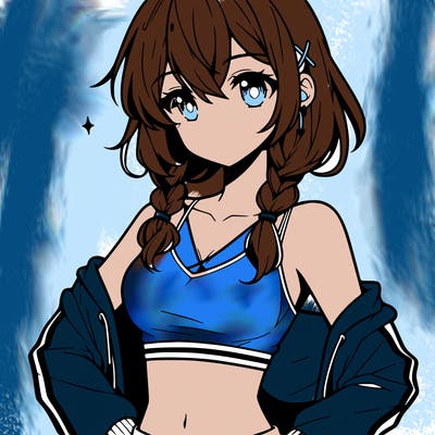 anime girl wearing crop top