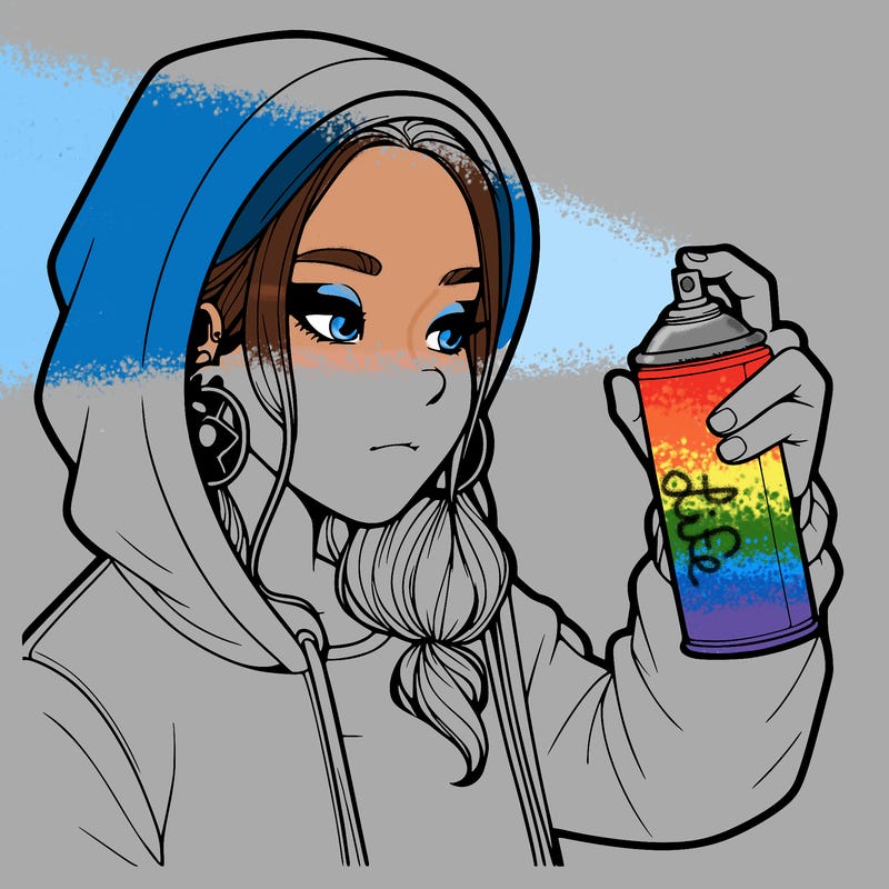 a realistic girl, spray painting