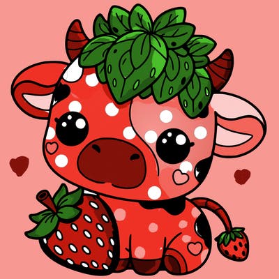 cute strawberry cow