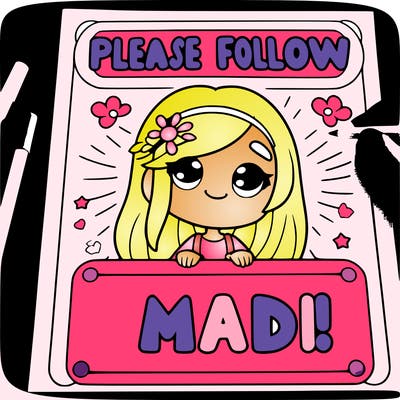 blank paper that says please follow madi