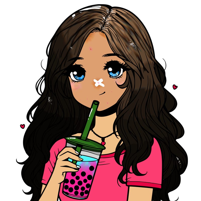 a realistic girl holding boba tea