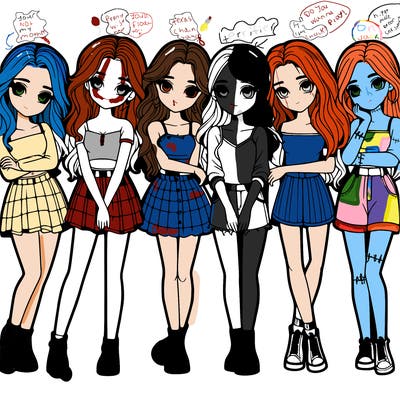 a group of girls realistic