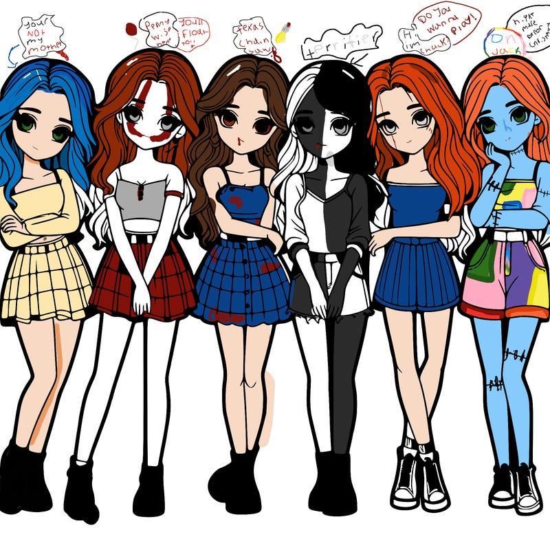 a group of girls realistic