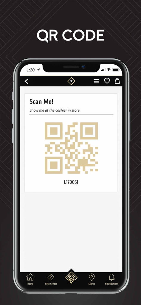 Annam Gourmet - In-store loyalty QR code on the Annam Gourmet app for cashier scanning and point accumulation