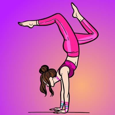 a woman doing a handstand