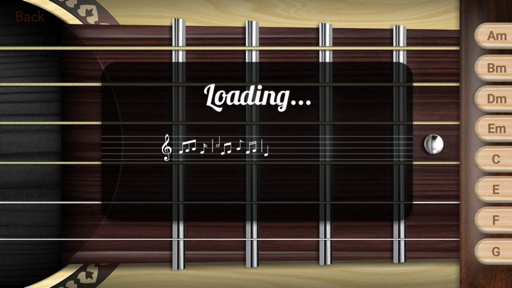 Real Guitar - Electronic Guitar - Real Guitar app interface featuring a guitar fretboard with chord selection buttons