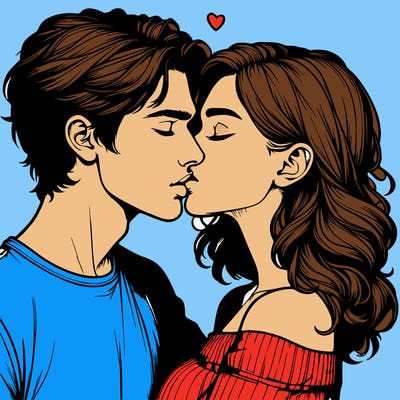 realistic couple kissing