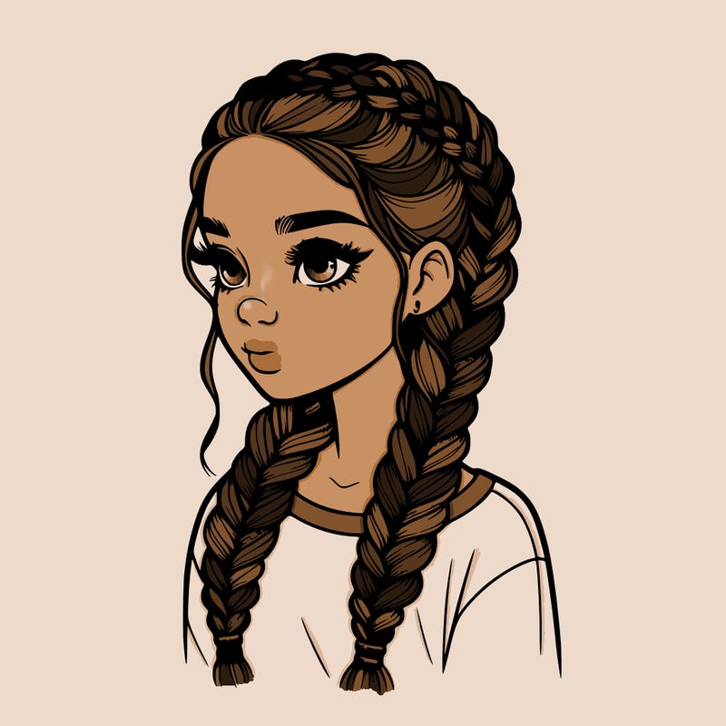 realistic girl with braids