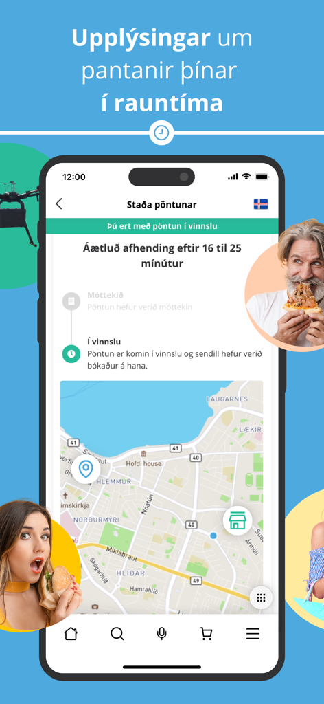 Aha.is - Real-time order tracking and delivery status screen on the Aha.is mobile app