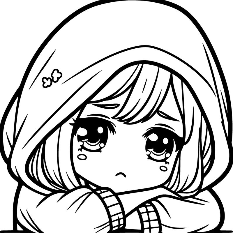 girl with hoodie on sad