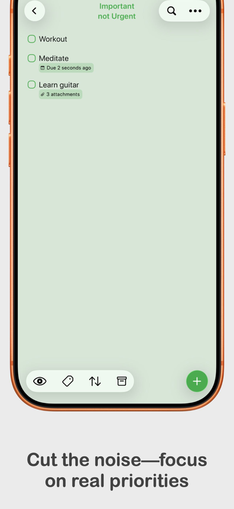 4.Do - Task, To do, Goal list - Interfaz de una aplicación móvil que muestra una lista de tareas categorizadas como importantes pero no urgentes