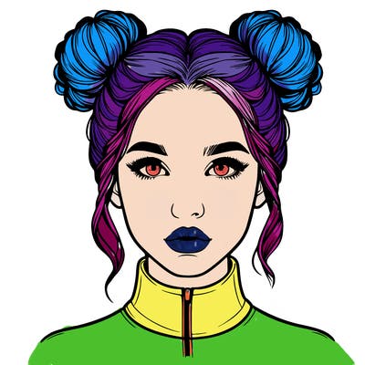 realistic woman that has space buns