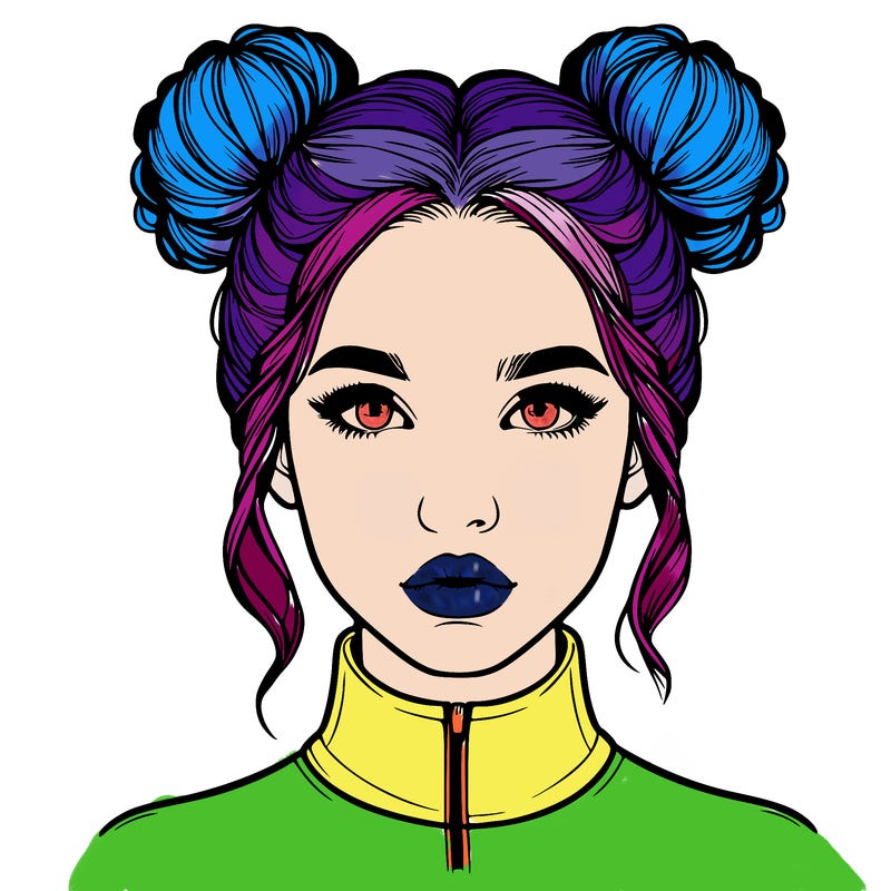 realistic woman that has space buns