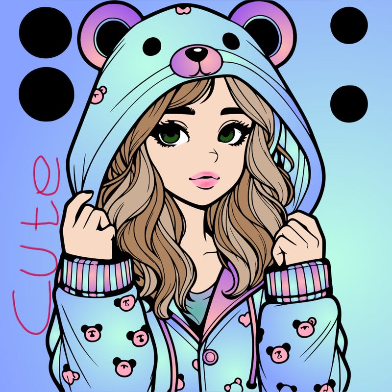 realistic girl in a animal pjs hoodie