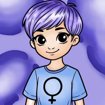 girl with pixie cut and feminist shirt