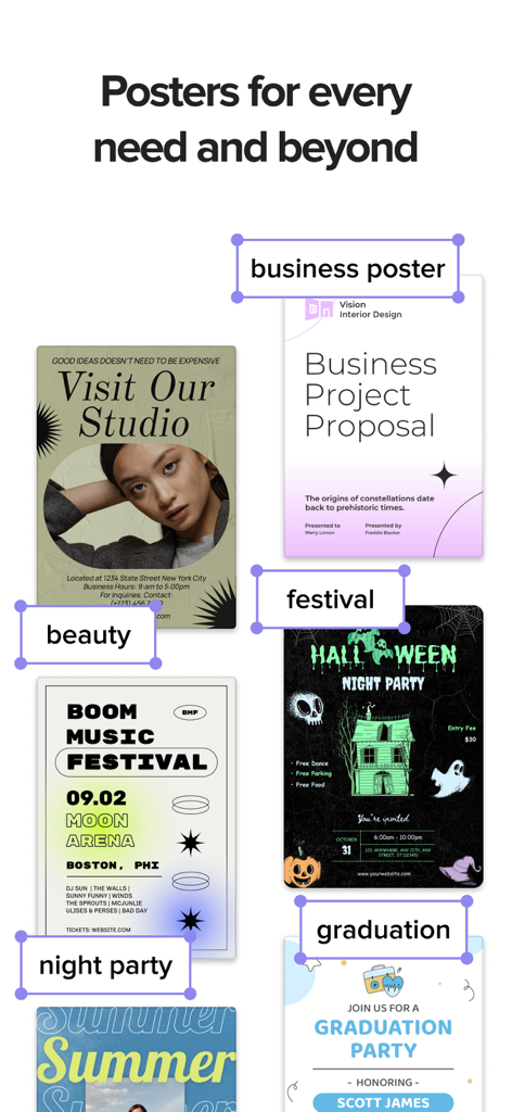 Poster Maker - Flyers Design - A variety of professional poster templates for business, festivals, and parties