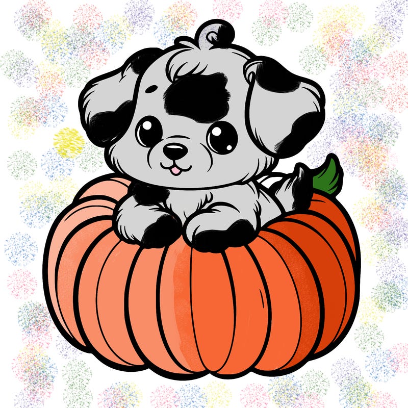 cute little puppy in a pumpkin