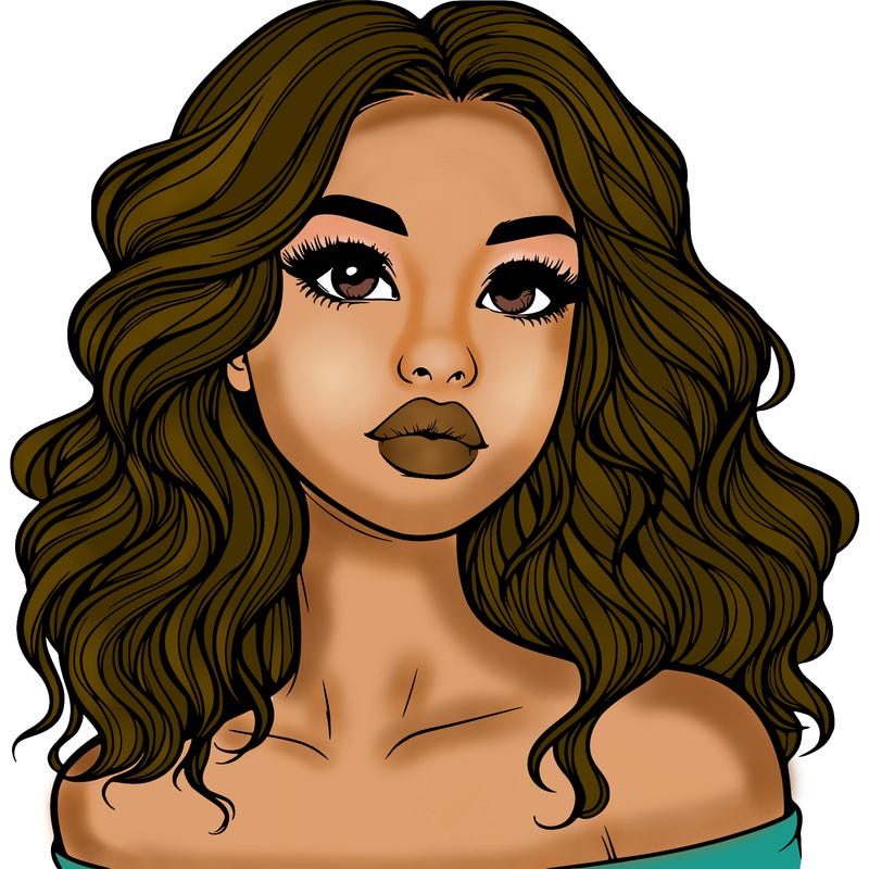 realistic girl with wavy hair and lips