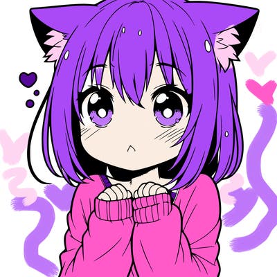 shy anime catgirl