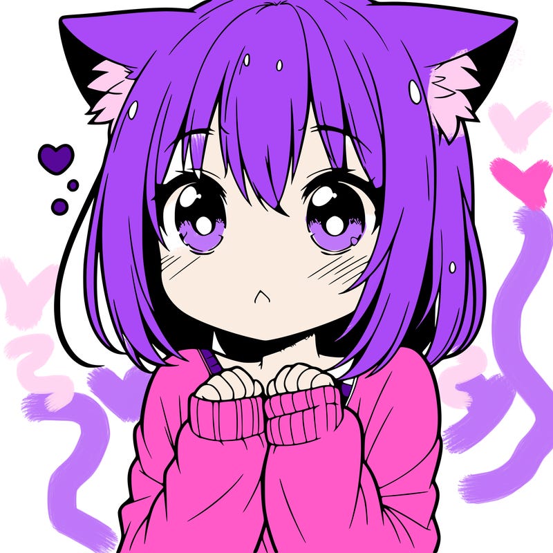 shy anime catgirl