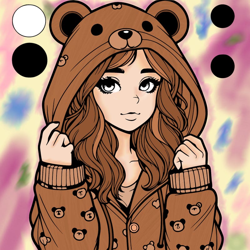 realistic girl in a animal pjs hoodie