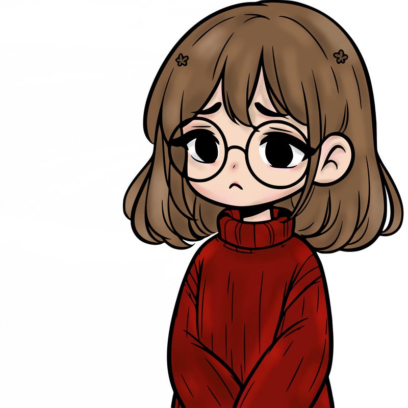 sad girl with glasses in a sweater