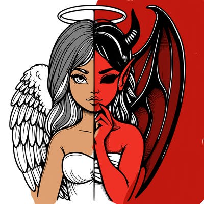 realistic angel half demon