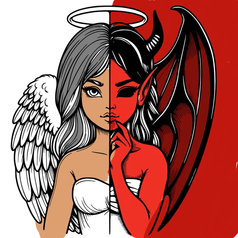 realistic angel half demon