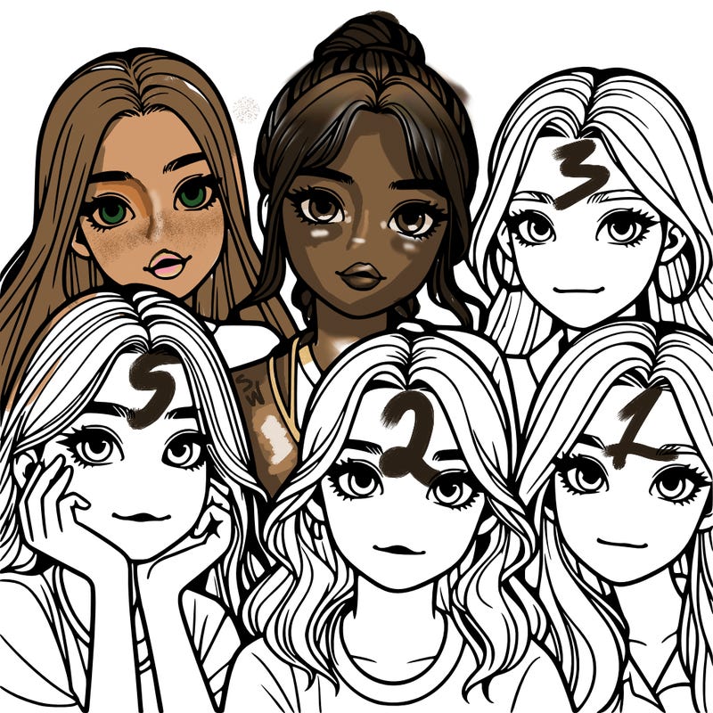 a group of girls realistic