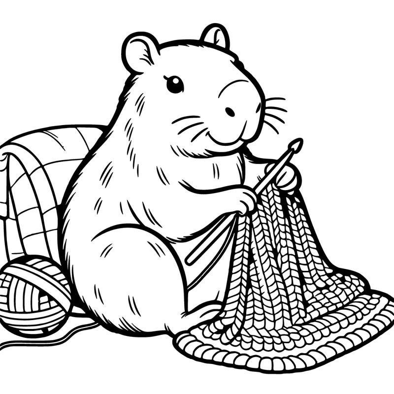 capybara crocheting a blanket