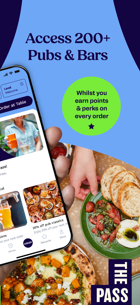 The Pass: 200+ Pubs & Bars - Interface de l'application The Pass montrant les récompenses de fidélité et l'accès à plus de 200 pubs et bars australiens