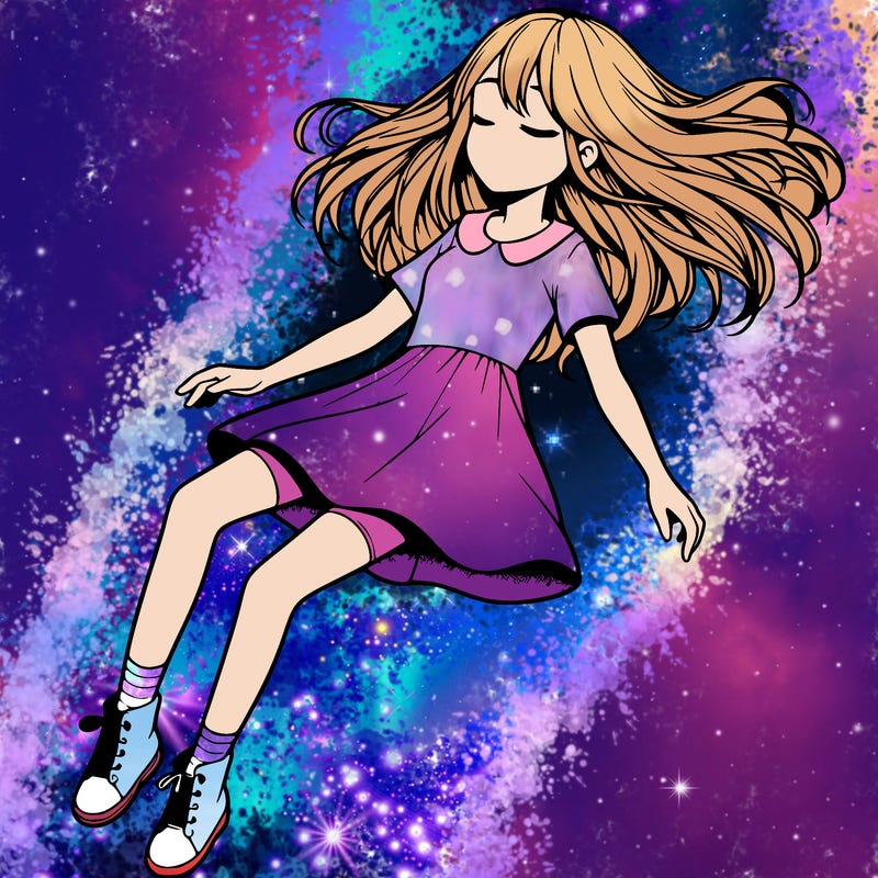 realistic girl floating