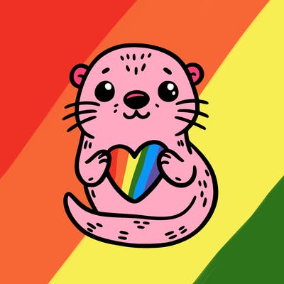 otter with a heart