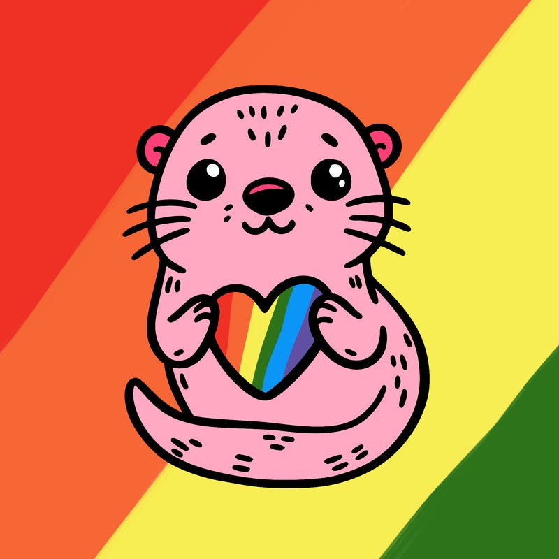 otter with a heart