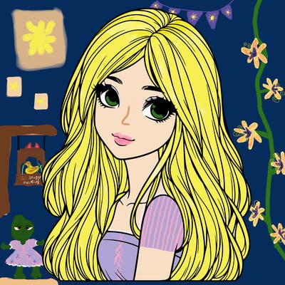 realistic girl with long hair