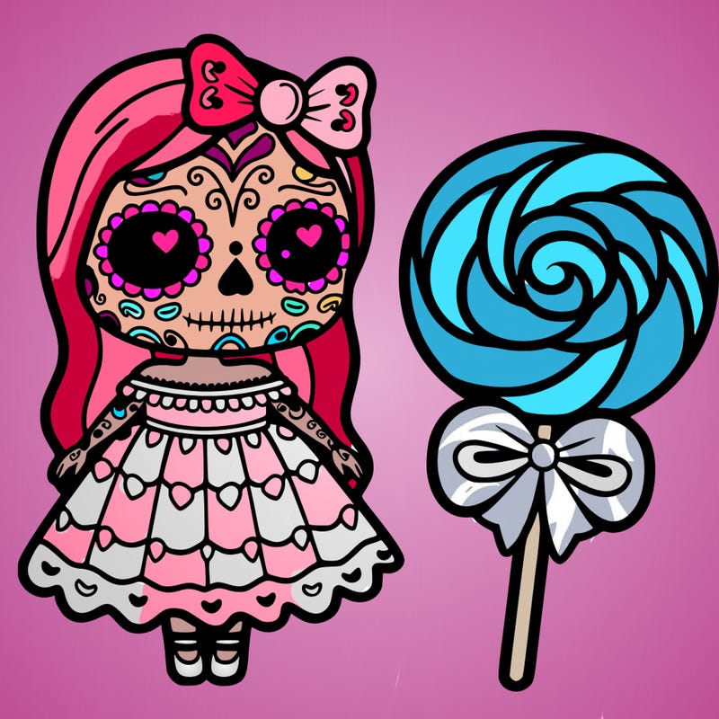 sugar skull girl in candy dress