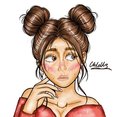 realistic person with buns
