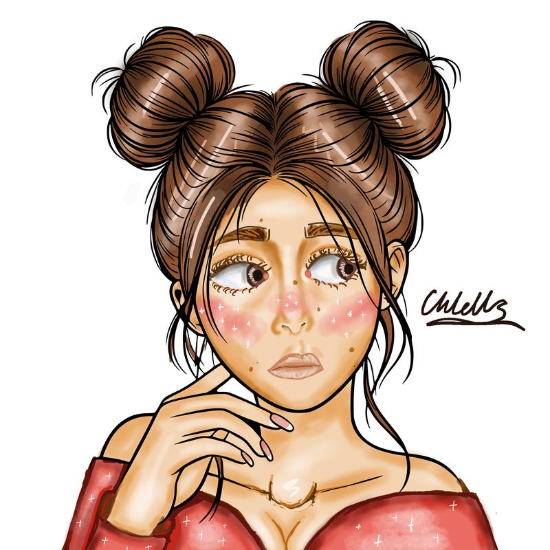 realistic person with buns