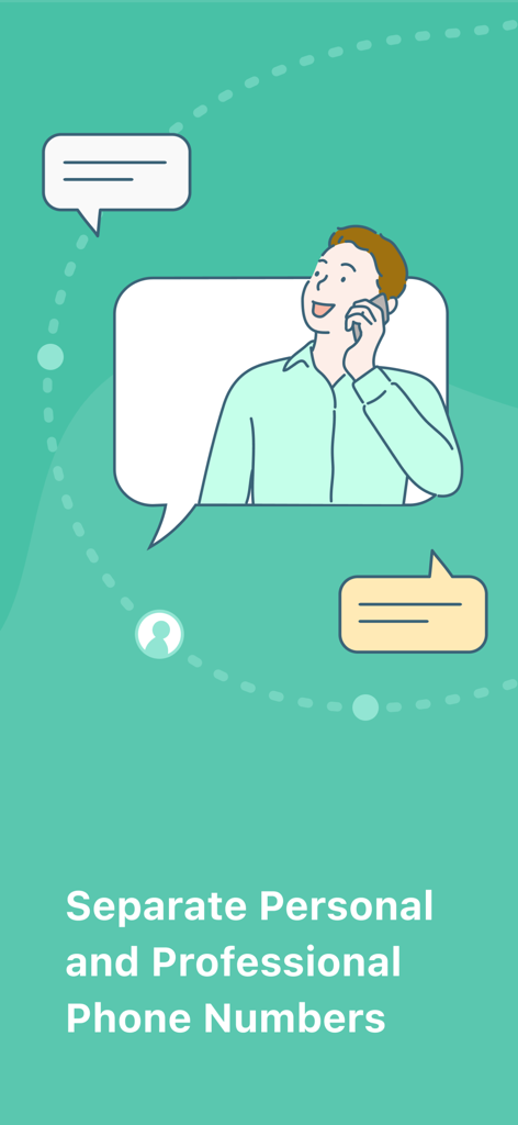 Illustration of a professional talking on a phone representing separate personal and business numbers